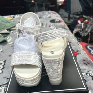 Elegant White Wedge Sandals